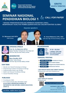 Seminar Nasional Pendidikan Biologi 1 Tahun 2023 dan Call for Paper